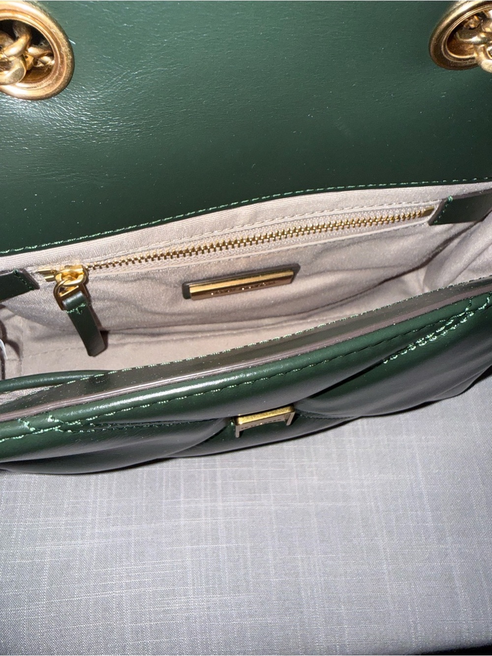 Tory Burch Kira diamond Quilt small convertible shoulder Bag in Fir tree - Picture 5 of 6